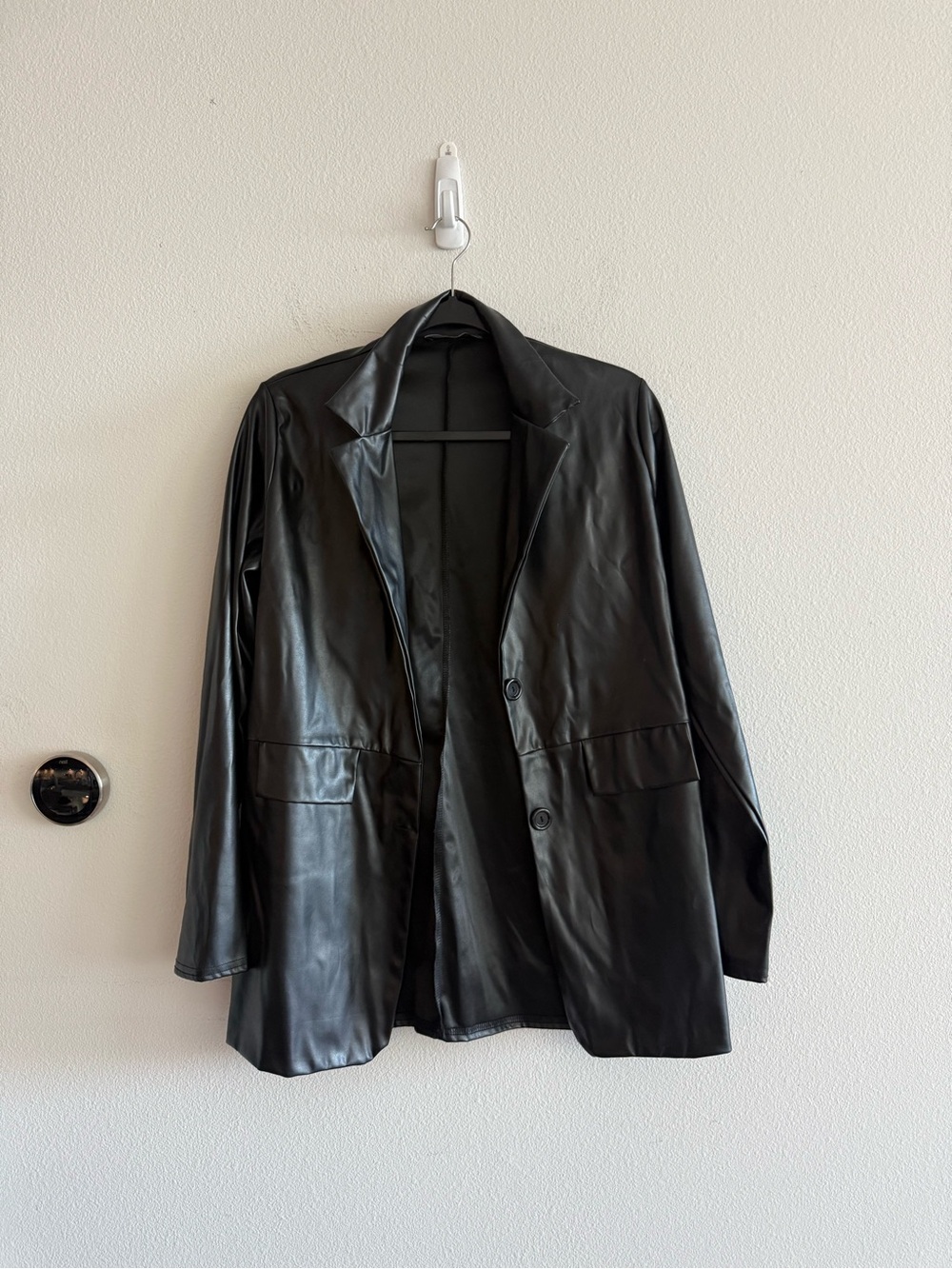 PLT Black Faux Leather Blazer Jacket